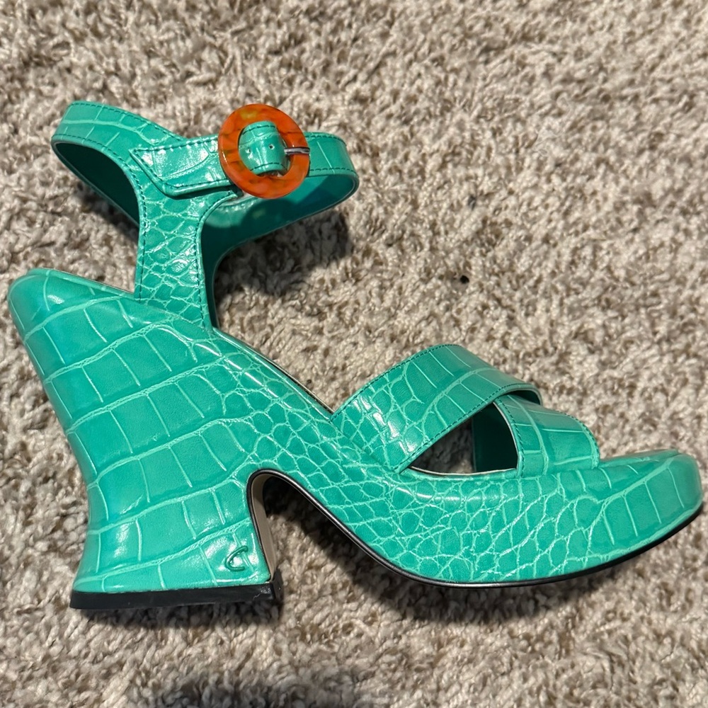 Circus by Sam Edelman Turquoise Croc-Embossed Sandals